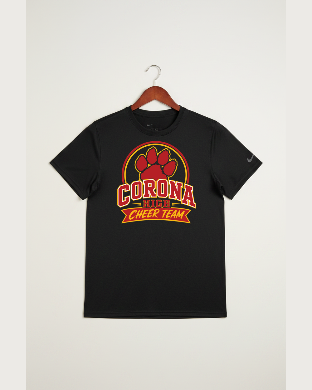 Corona Senior High School Cheer - Black Nike Swoosh Sleeve rLegend Tee NKDX8730