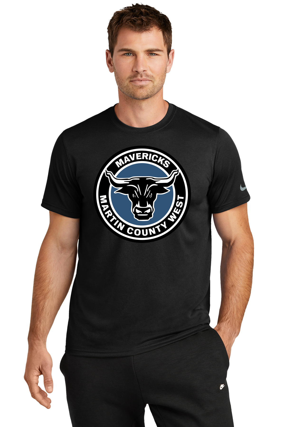 Martin County West Football - Black Nike Swoosh Sleeve rLegend Tee NKDX8730