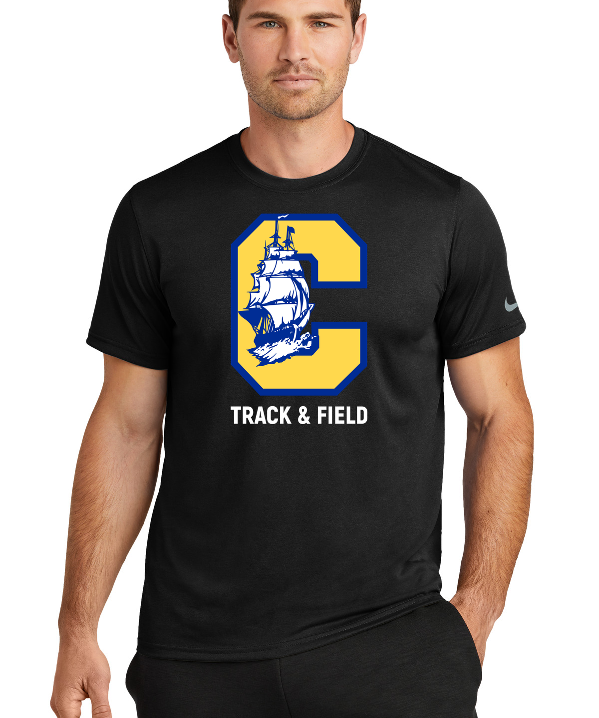Clearview High School track_field - Black Nike Swoosh Sleeve rLegend Tee NKDX8730