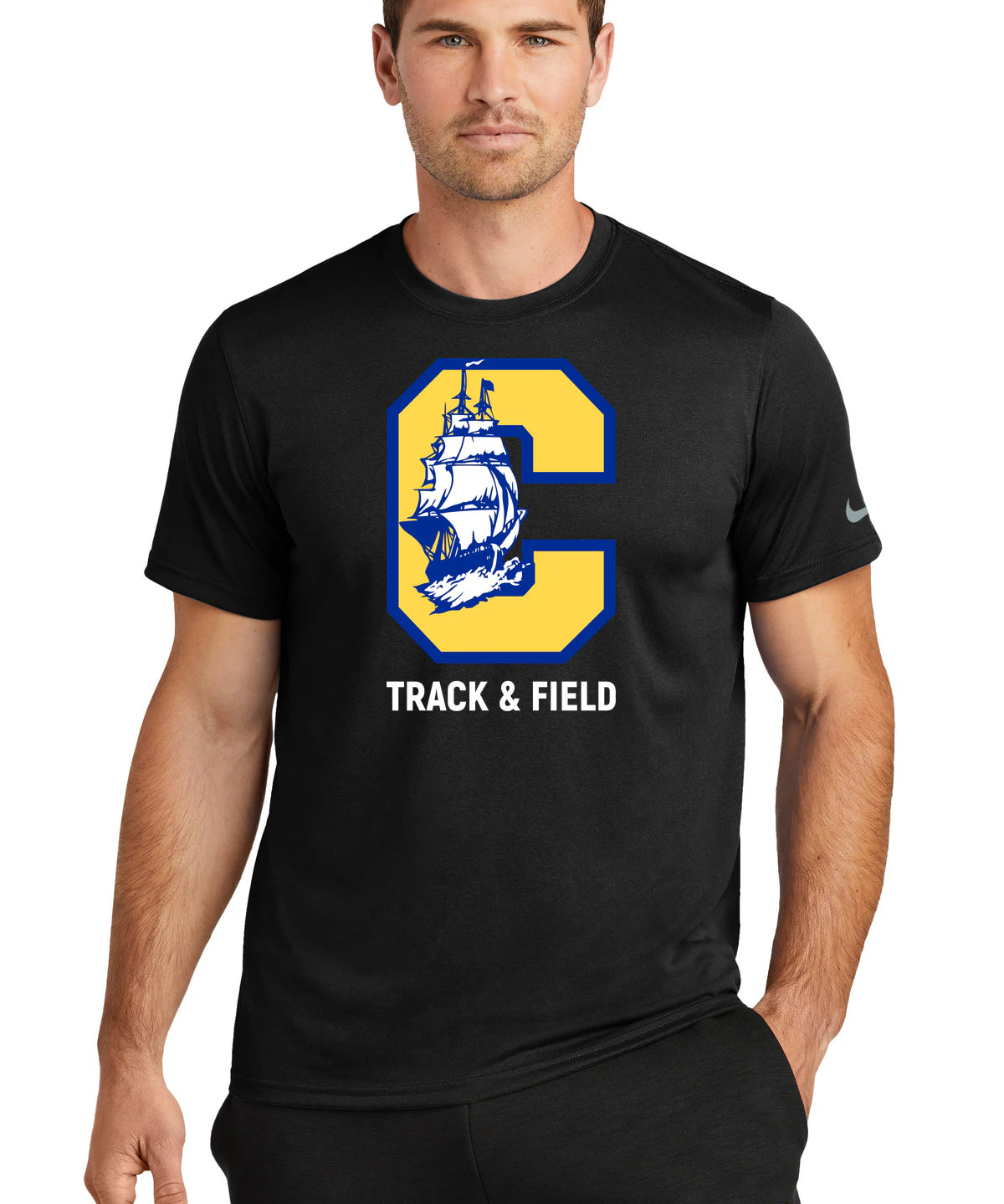 Clearview High School track_field - Black Nike Swoosh Sleeve rLegend Tee NKDX8730