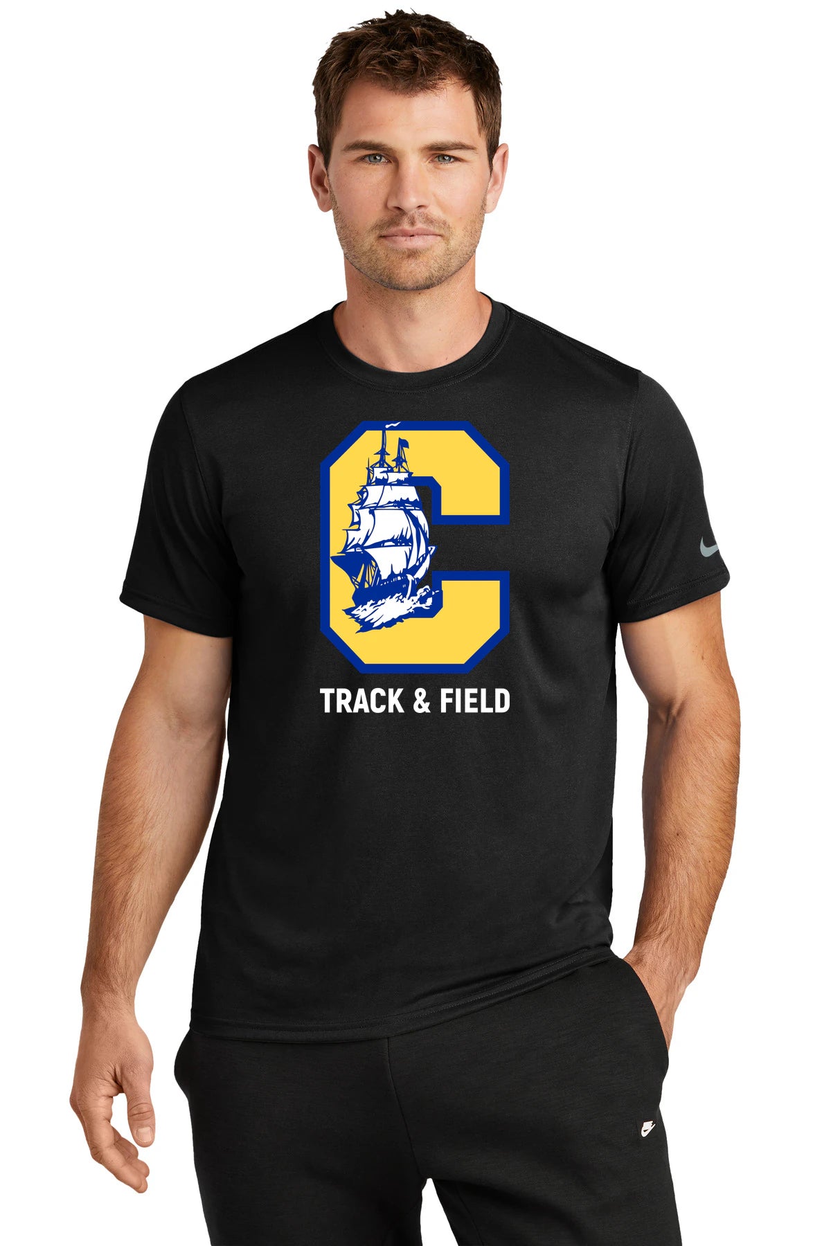 Clearview High School track_field - Black Nike Swoosh Sleeve rLegend Tee NKDX8730