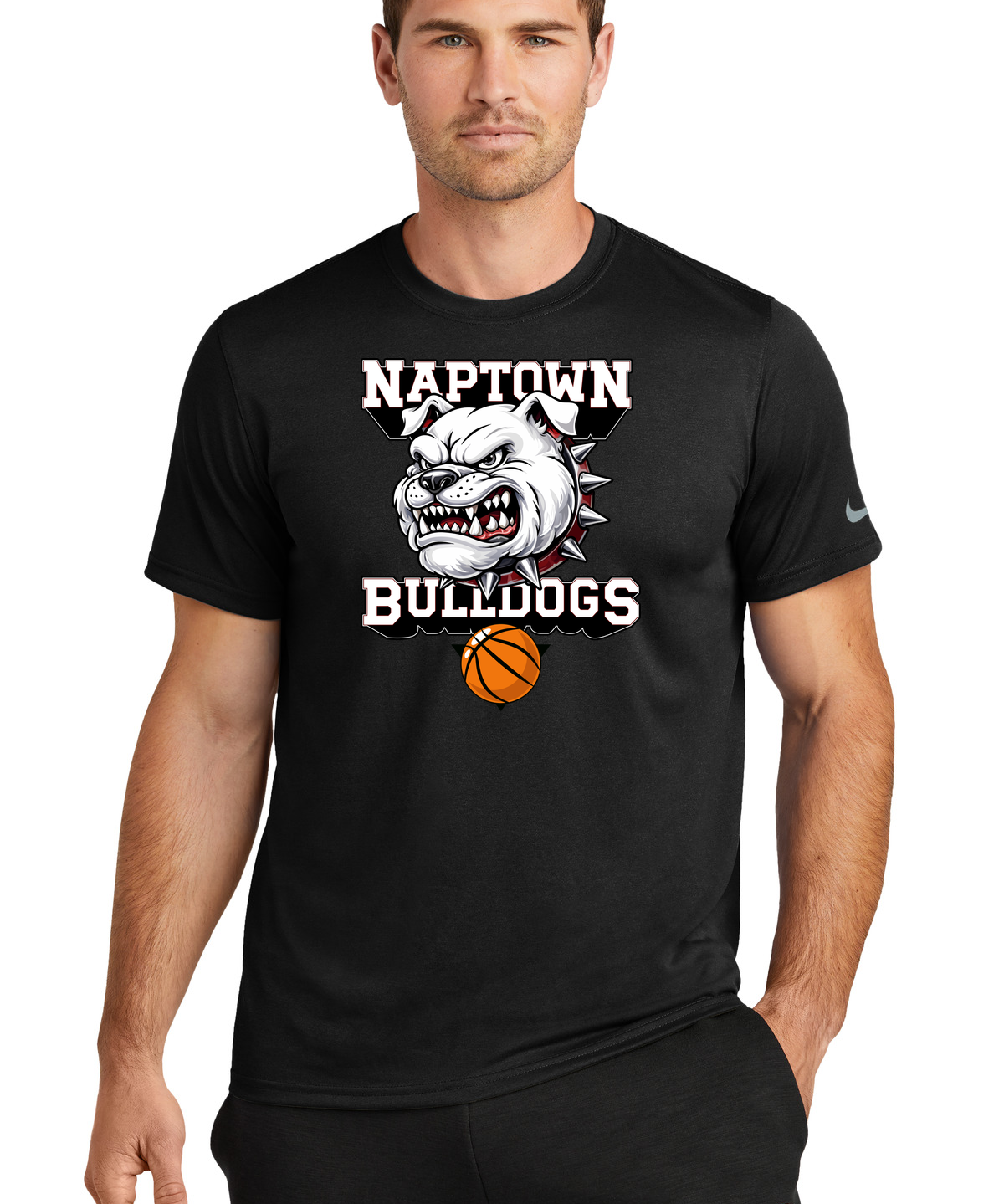 Naptown basketball_boys - Black Nike Swoosh Sleeve rLegend Tee NKDX8730