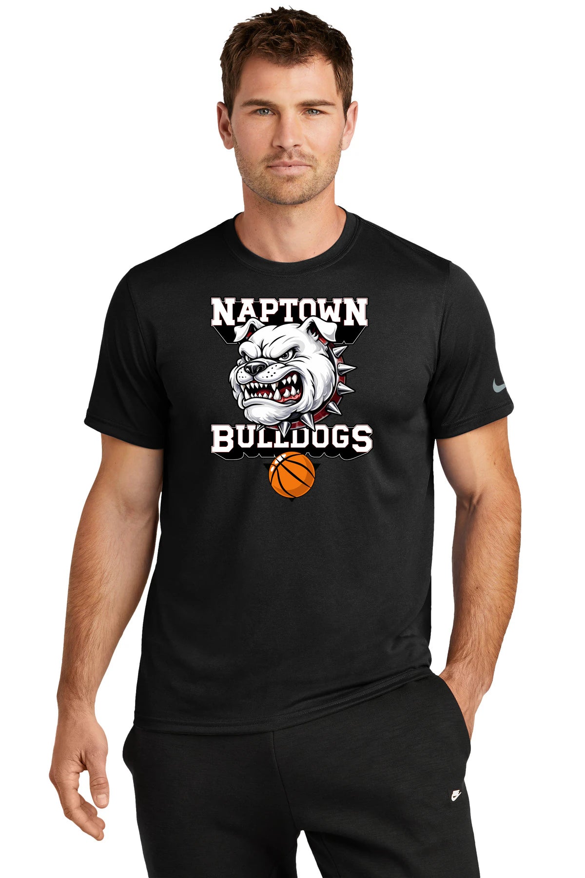Naptown basketball_boys - Black Nike Swoosh Sleeve rLegend Tee NKDX8730