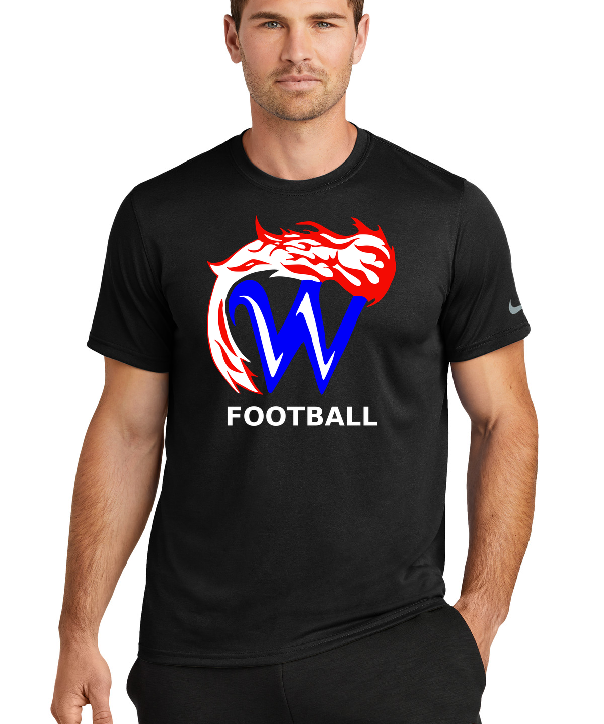 Waupaca High School Football - Black Nike Swoosh Sleeve rLegend Tee NKDX8730