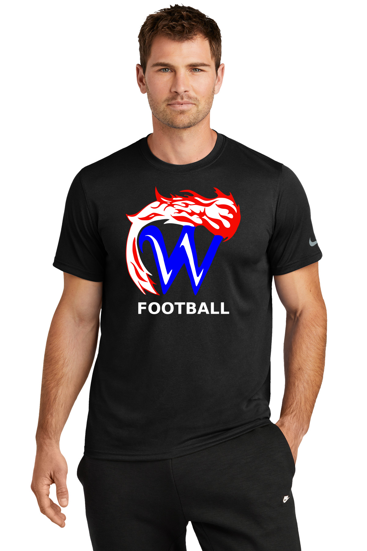 Waupaca High School Football - Black Nike Swoosh Sleeve rLegend Tee NKDX8730