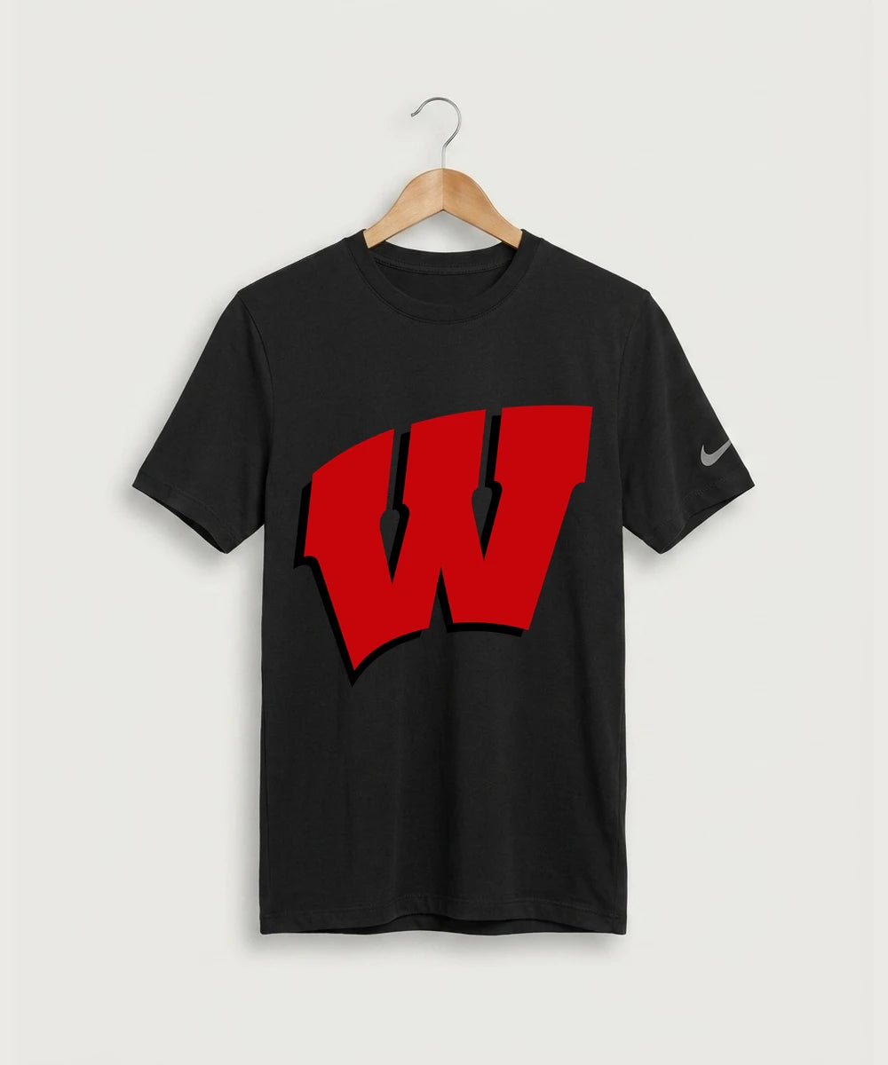 Wisconsin Hanger Test - Black Nike Swoosh Sleeve rLegend Tee NKDX8730 (front)