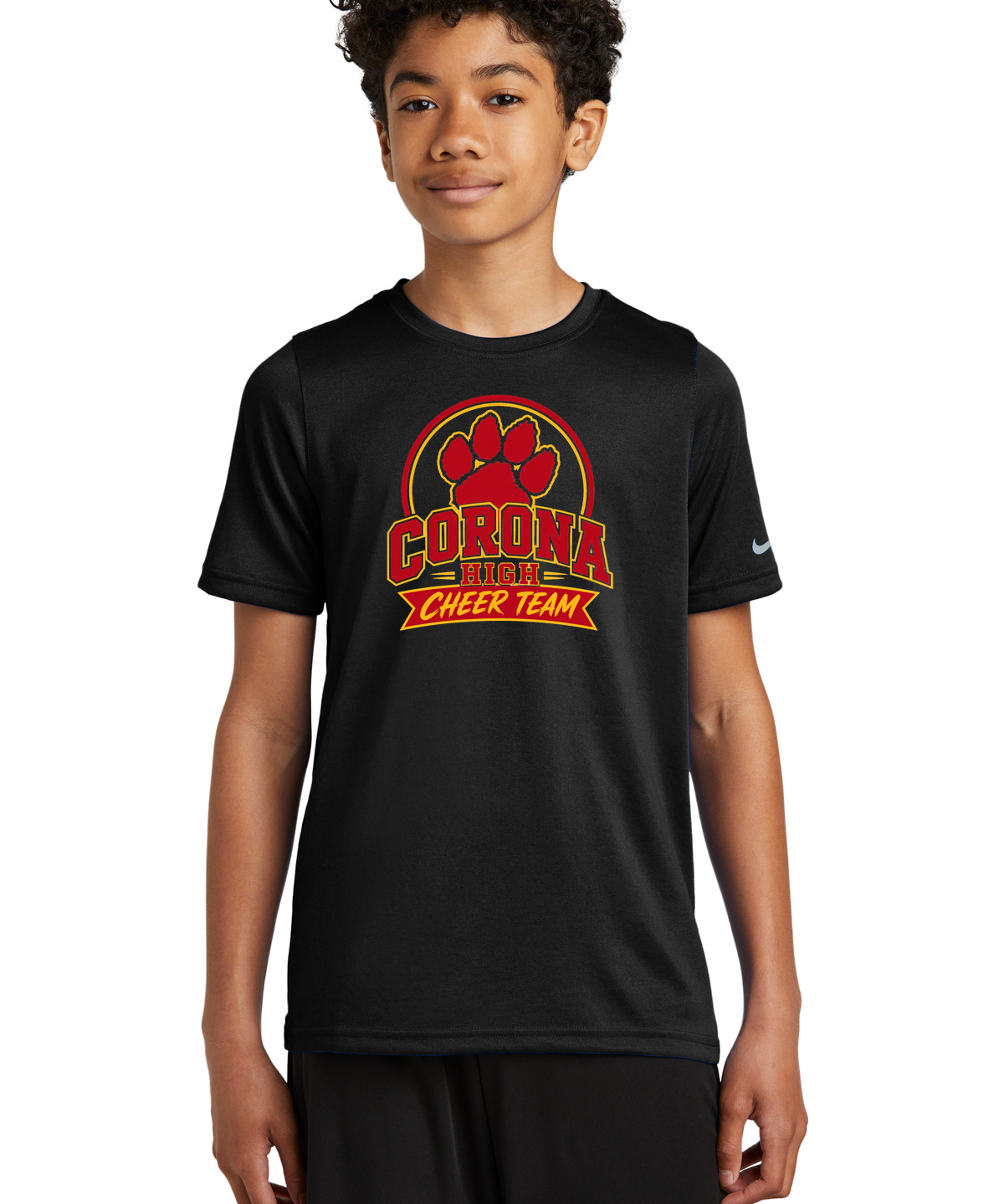 Corona Senior High School Cheer - Black Nike Youth Swoosh Sleeve rLegend Tee NKDX8787