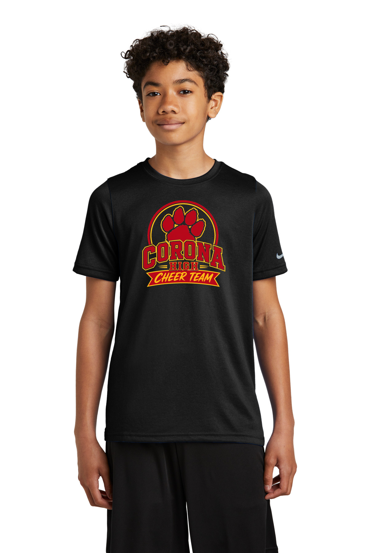 Corona Senior High School Cheer - Black Nike Youth Swoosh Sleeve rLegend Tee NKDX8787
