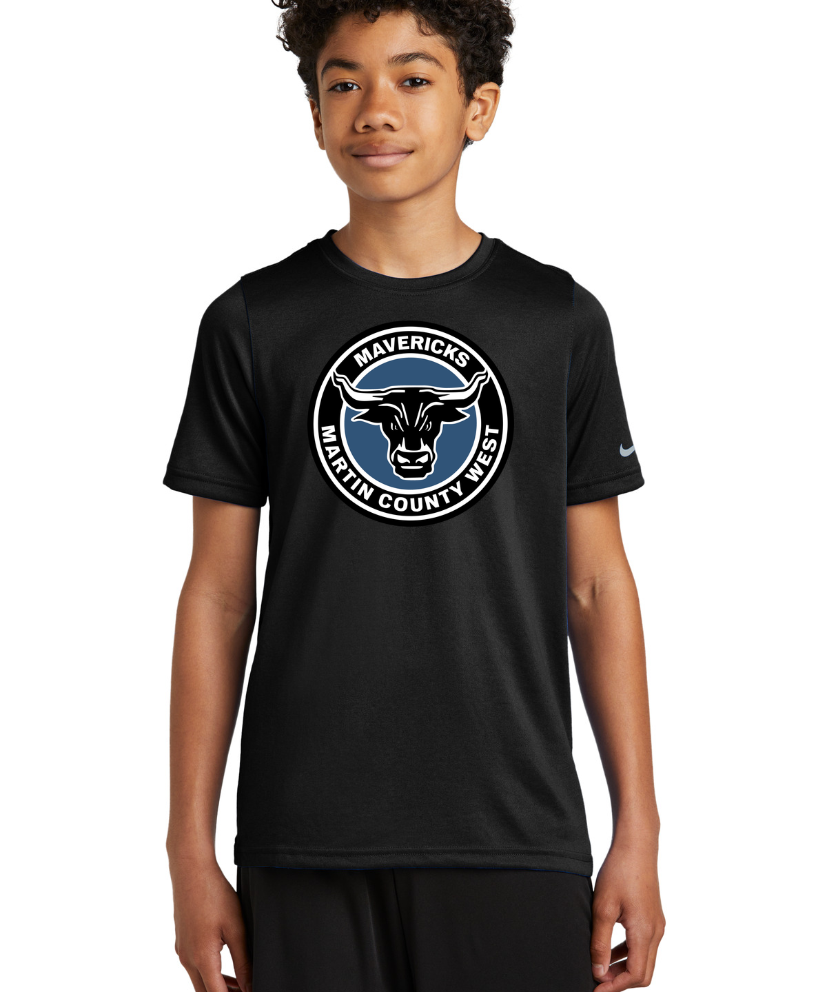 Martin County West Football - Black Nike Youth Swoosh Sleeve rLegend Tee NKDX8787