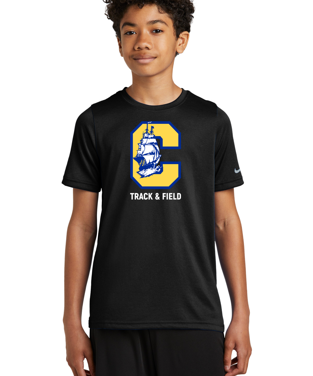 Clearview High School track_field - Black Nike Youth Swoosh Sleeve rLegend Tee NKDX8787