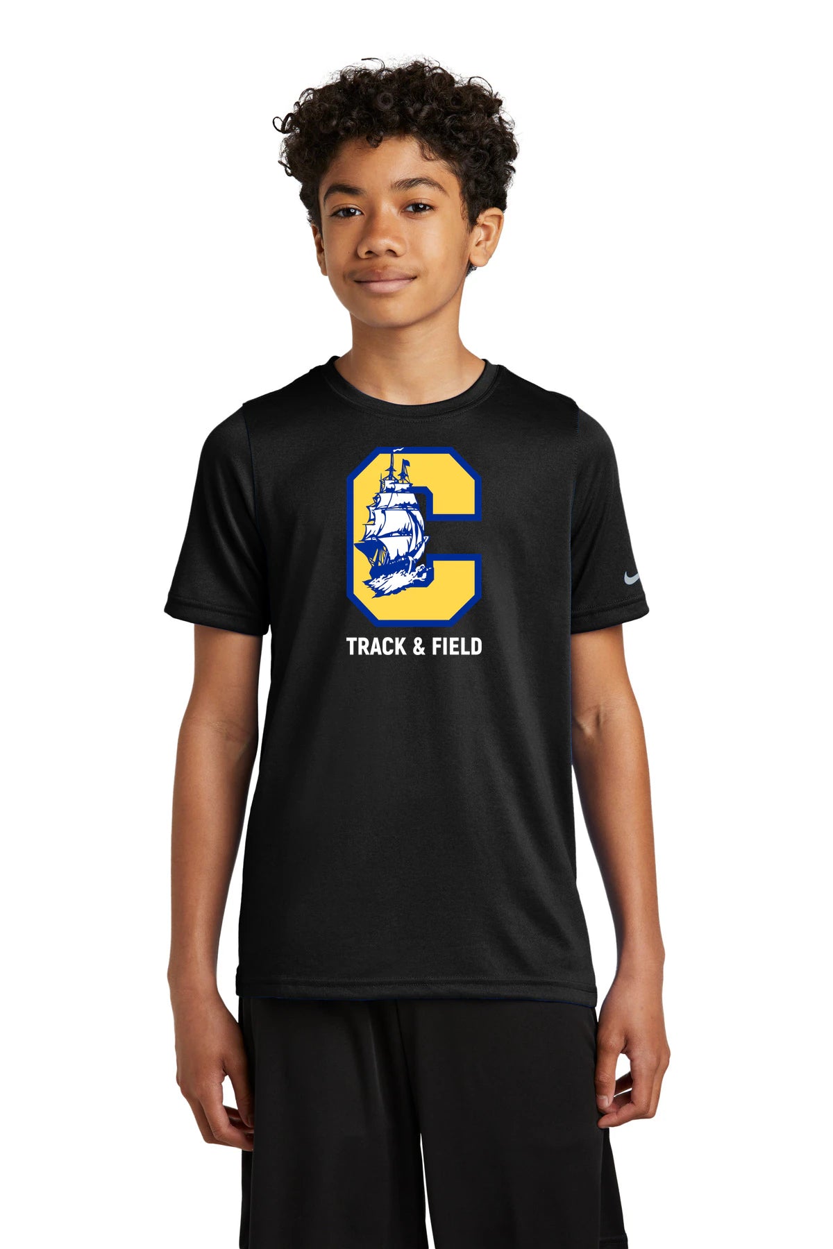 Clearview High School track_field - Black Nike Youth Swoosh Sleeve rLegend Tee NKDX8787