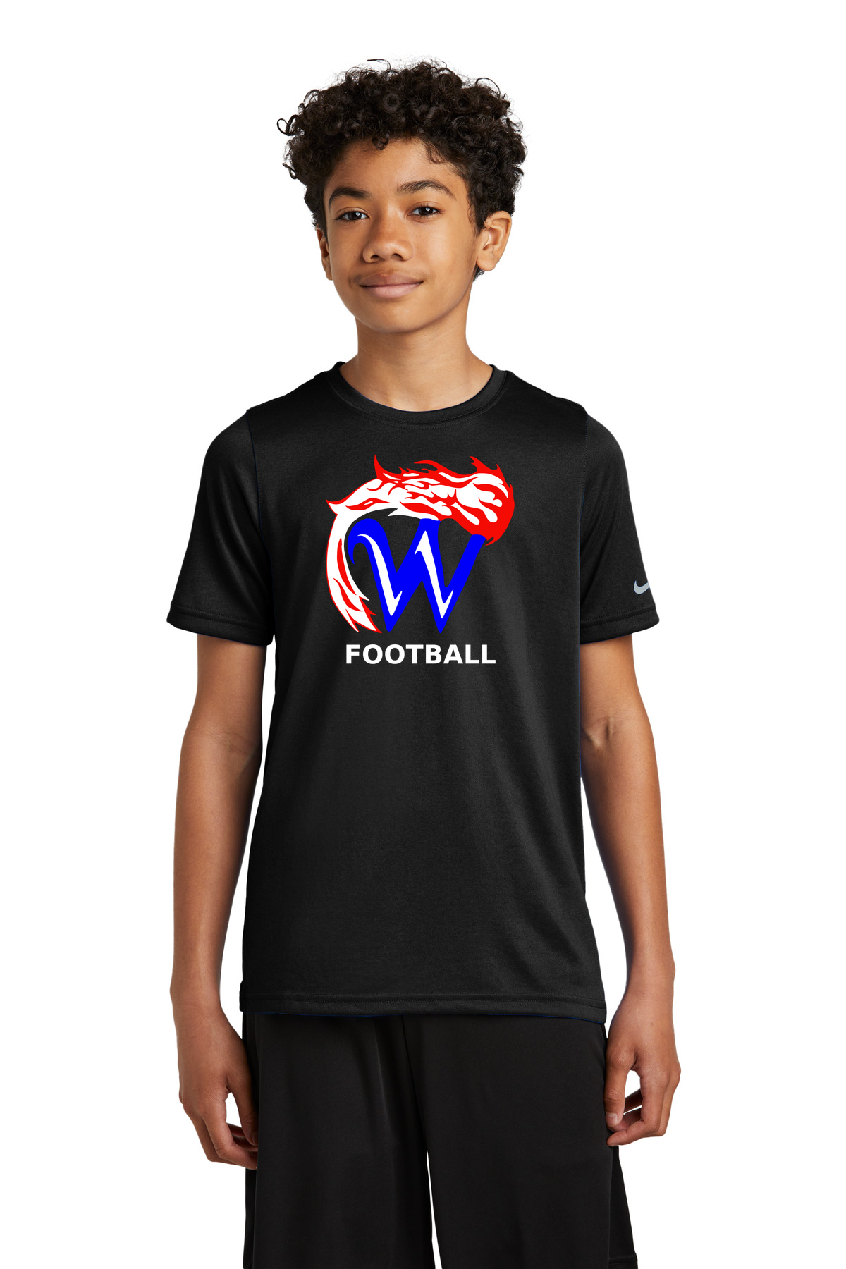 Waupaca High School Football - Black Nike Youth Swoosh Sleeve rLegend Tee NKDX8787