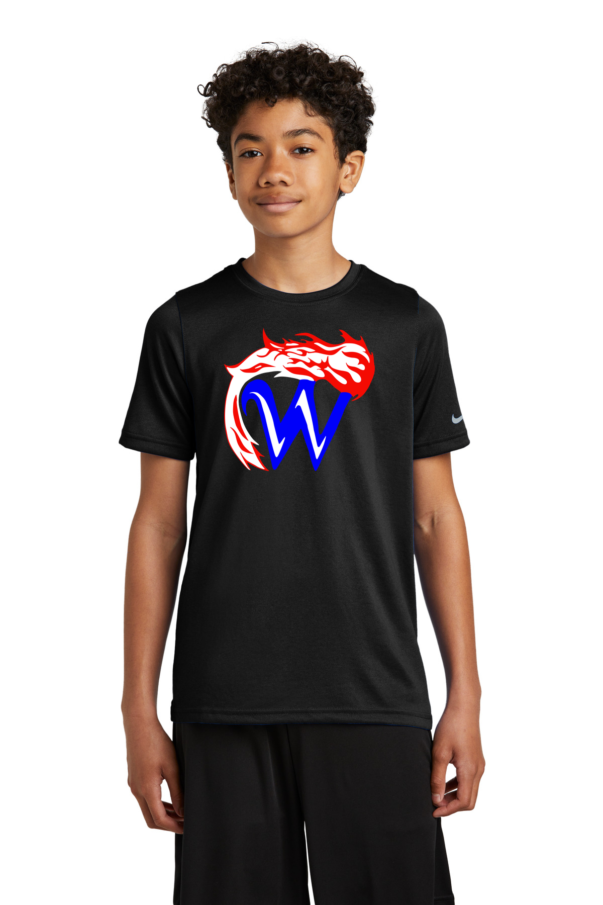 Waupaca High School football_boys - Black Nike Youth Swoosh Sleeve rLegend Tee NKDX8787