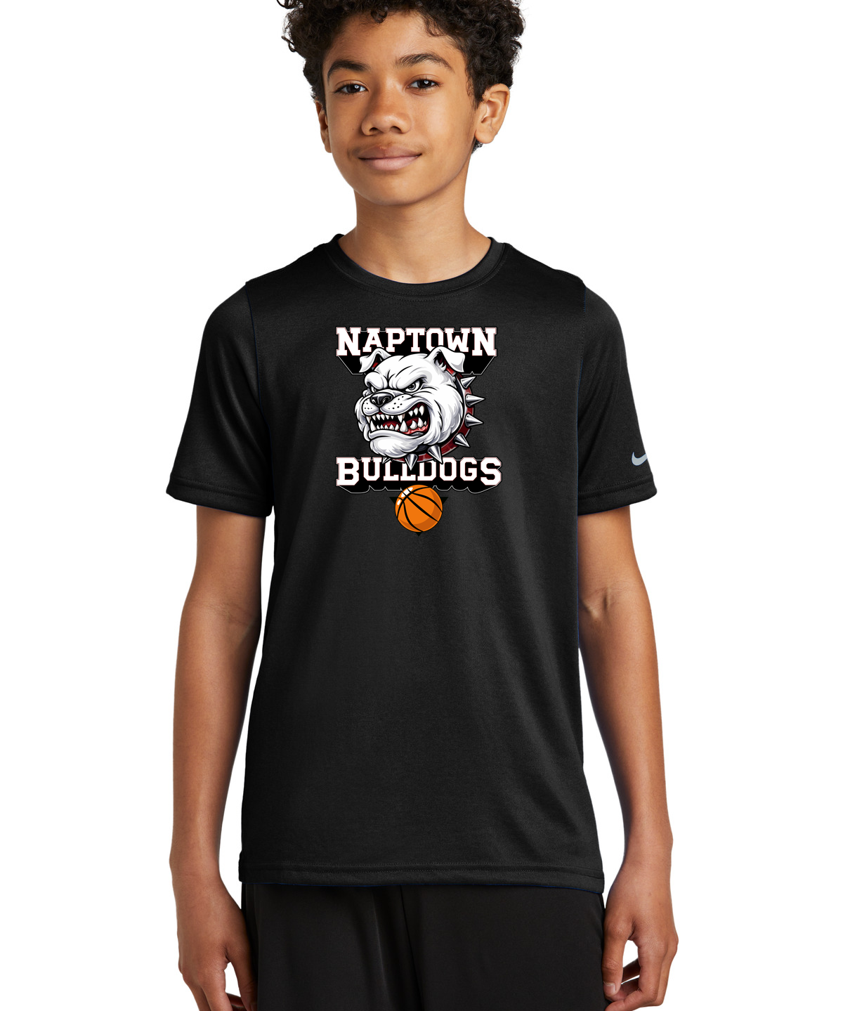Naptown basketball_boys - Black Nike Youth Swoosh Sleeve rLegend Tee NKDX8787