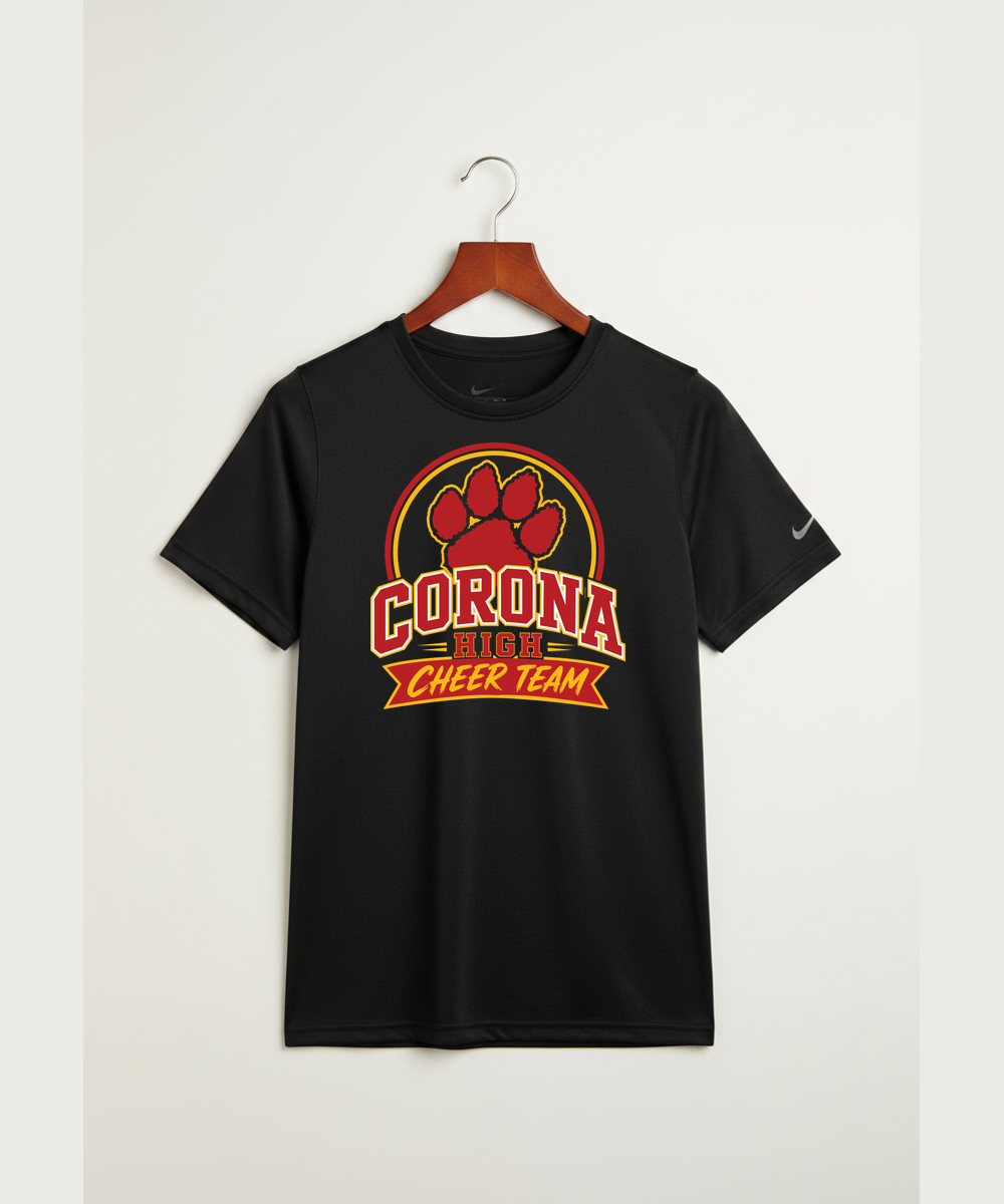 Corona Senior High School Cheer - Black Nike Youth Swoosh Sleeve rLegend Tee NKDX8787