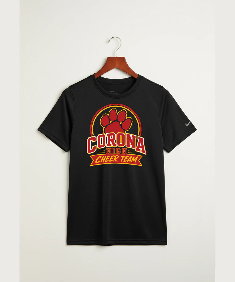 Corona Senior High School Cheer - Black Nike Youth Swoosh Sleeve rLegend Tee NKDX8787