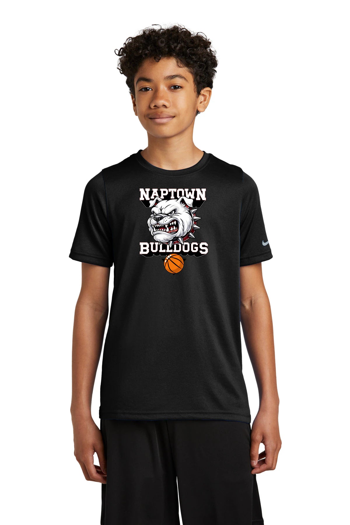 Naptown basketball_boys - Black Nike Youth Swoosh Sleeve rLegend Tee NKDX8787