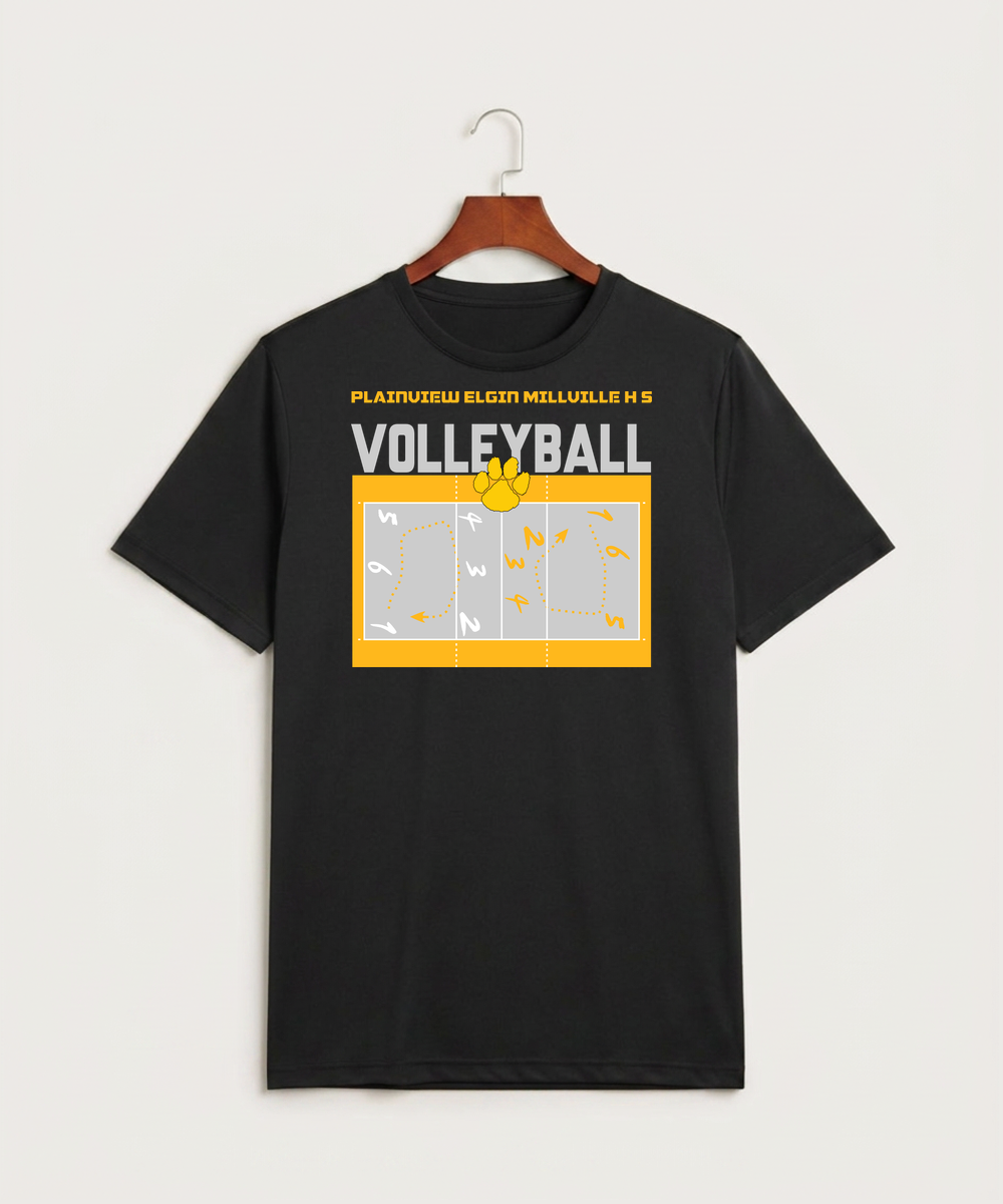 Plainview Elgin Millville H S Volleyball (Girls) - Black Sport-Tek PosiCharge Competitor Tee. ST350