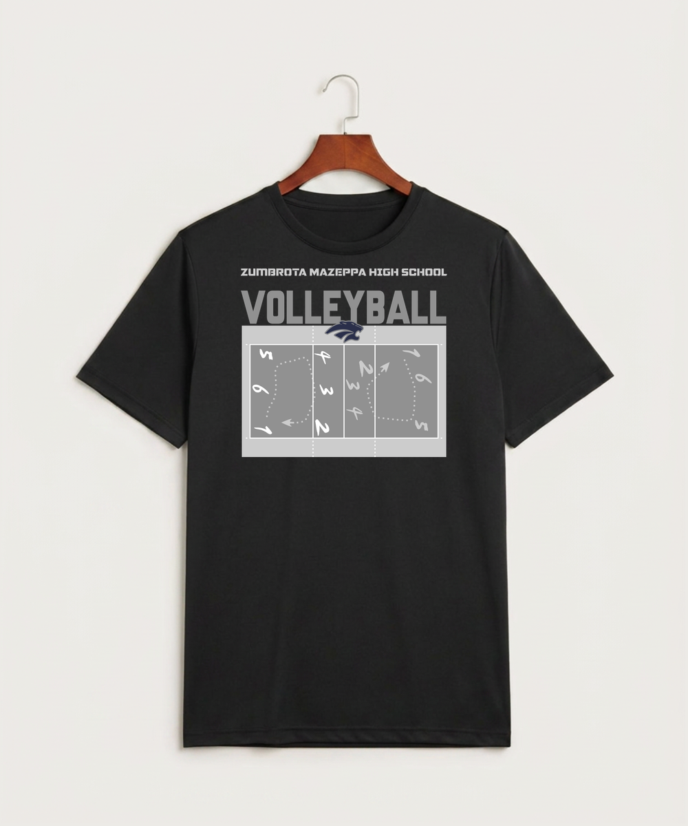 Zumbrota Mazeppa High School Volleyball (Girls) - Black Sport-Tek PosiCharge Competitor Tee. ST350