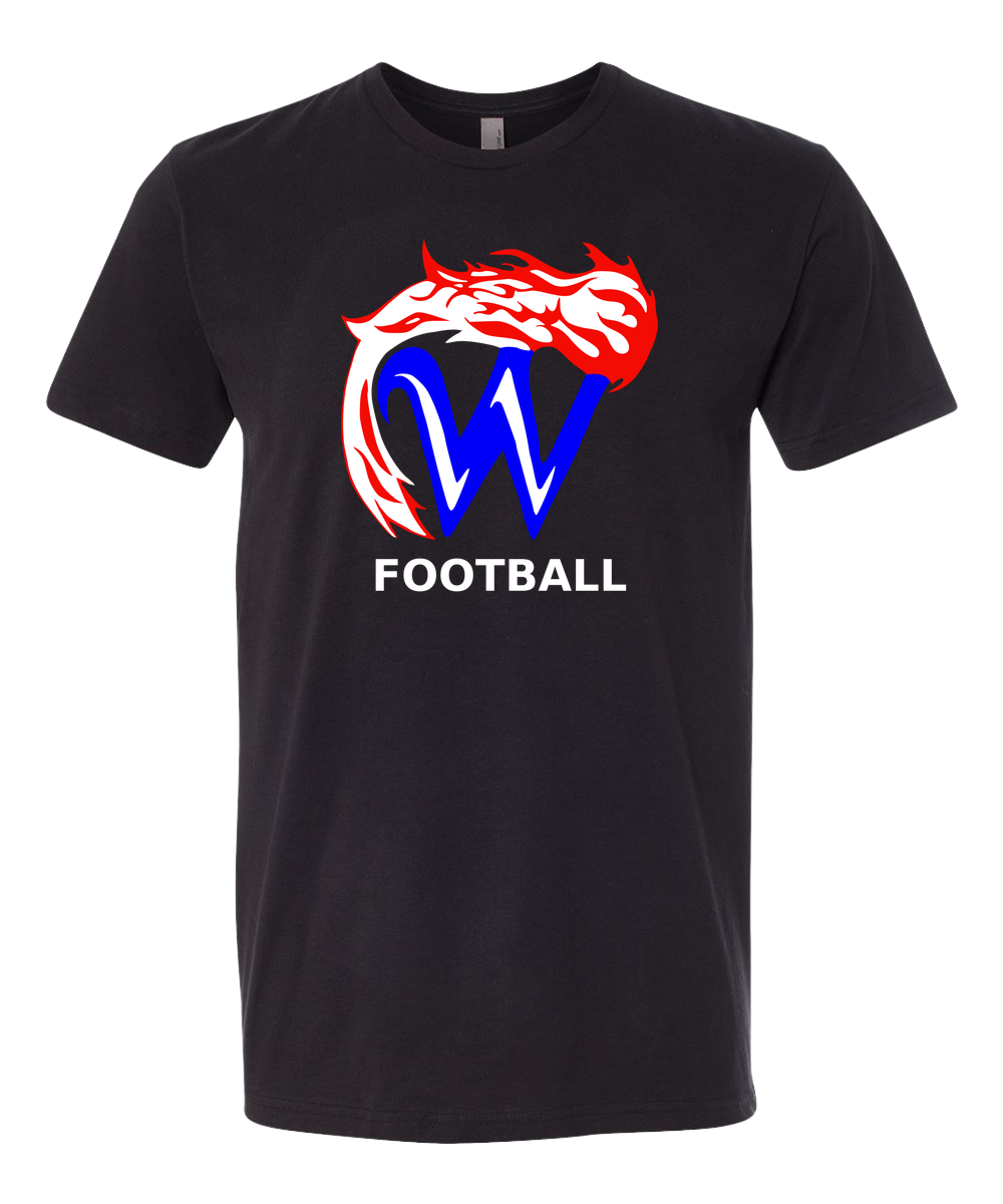 Waupaca High School Football - Black T-Shirt - Full Front
