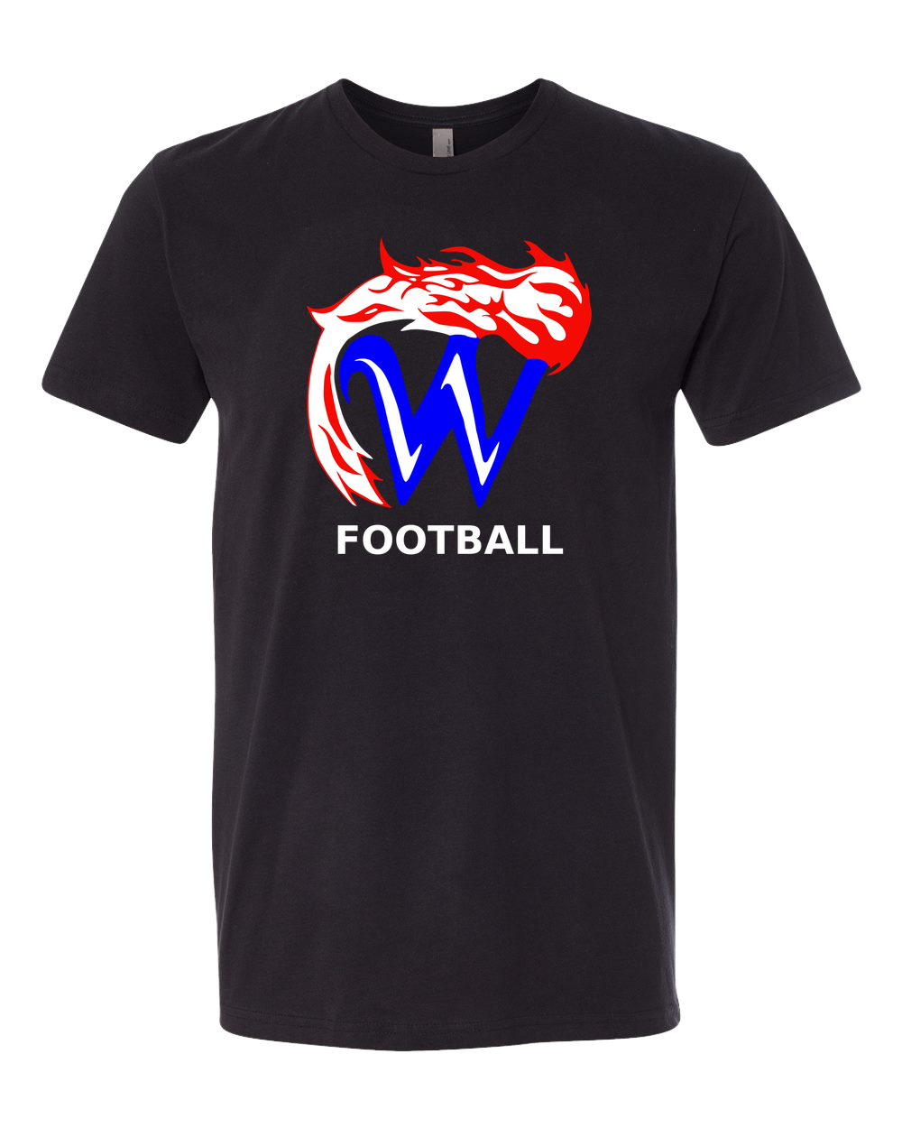 Waupaca High School Football - Black T-Shirt - Full Front