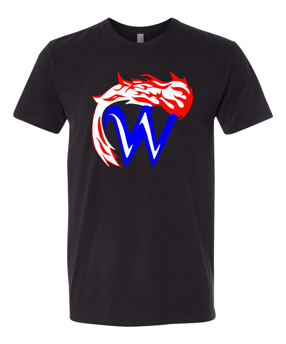 Waupaca High School football_boys - Black T-Shirt - Full Front