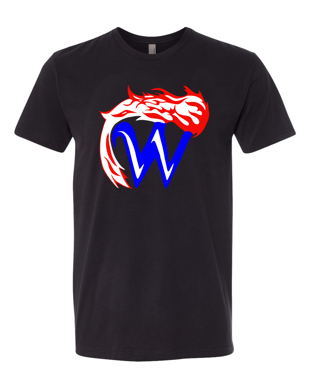 Waupaca High School football_boys - Black T-Shirt - Full Front