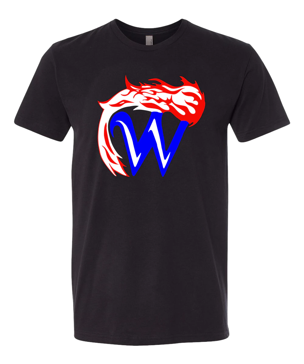 Waupaca High School football_boys - Black T-Shirt - Full Front