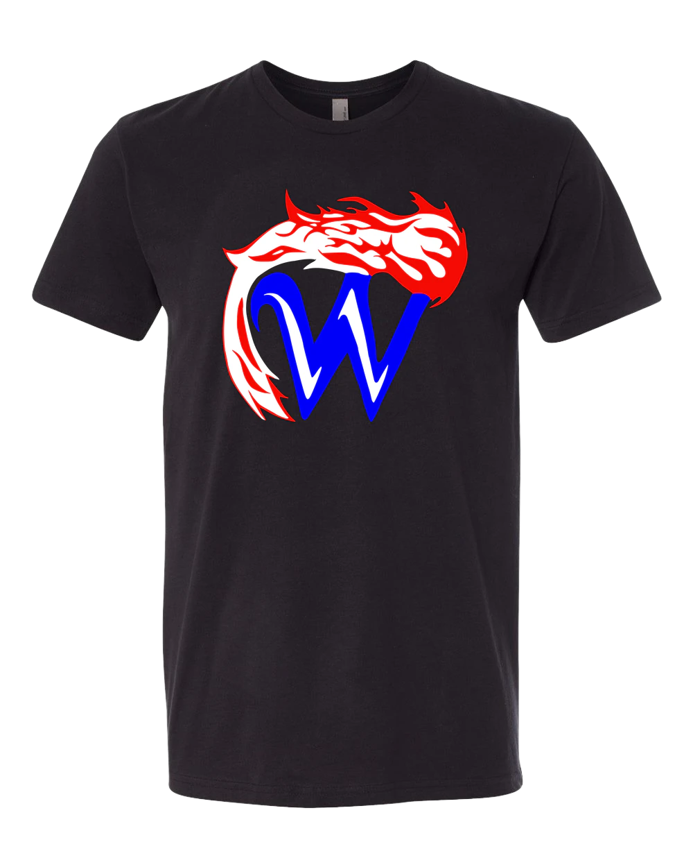 Waupaca High School football_boys - Black T-Shirt - Full Front