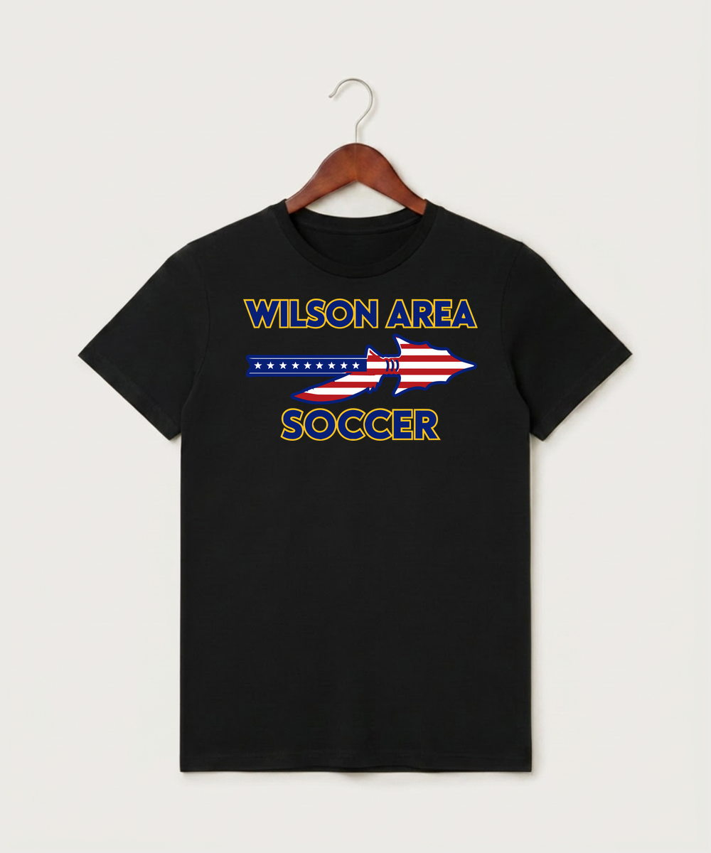 Wilson Area School Soccer Soccer - Black T-Shirt - Full Front