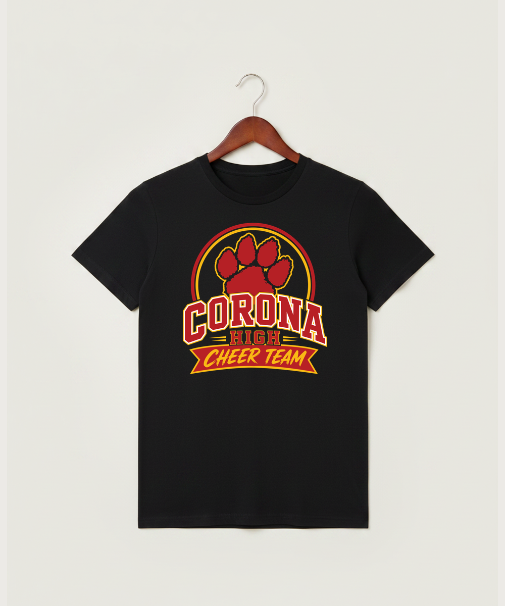 Corona Senior High School Cheer - Black T-Shirt - Full Front