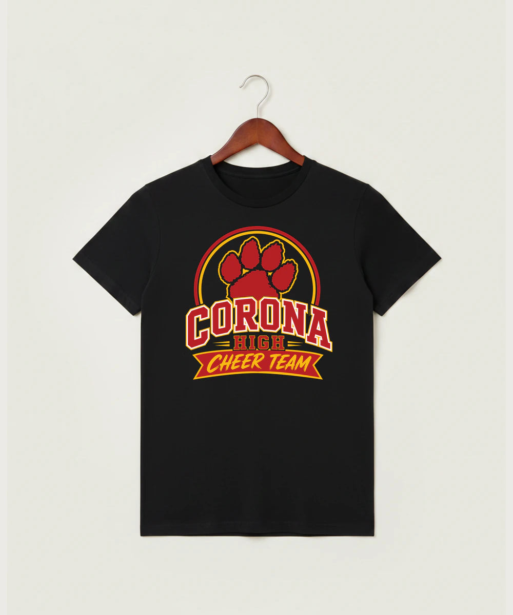 Corona Senior High School Cheer - Black T-Shirt - Full Front