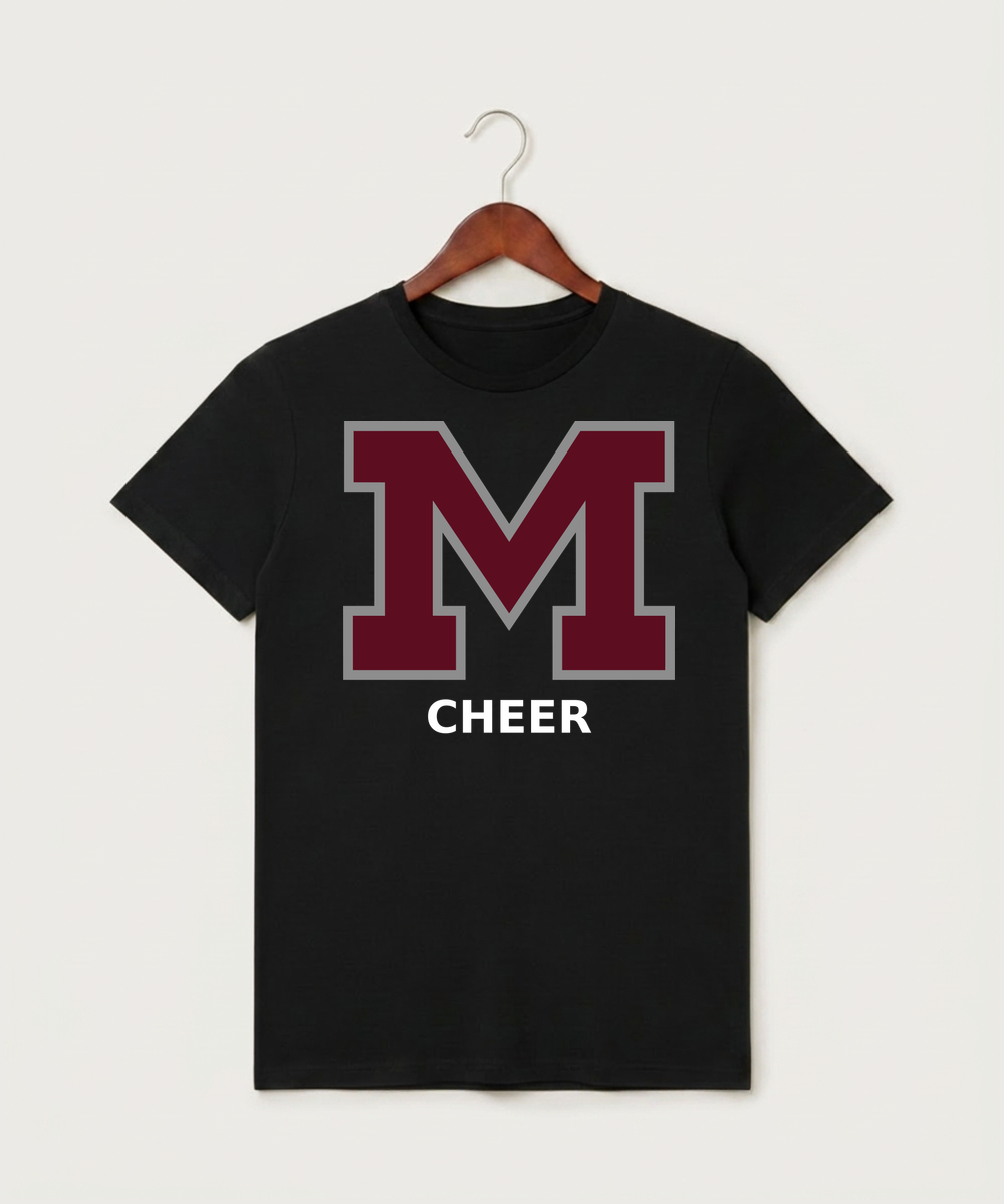 Moline Cheer general - Black T-Shirt - Full Front