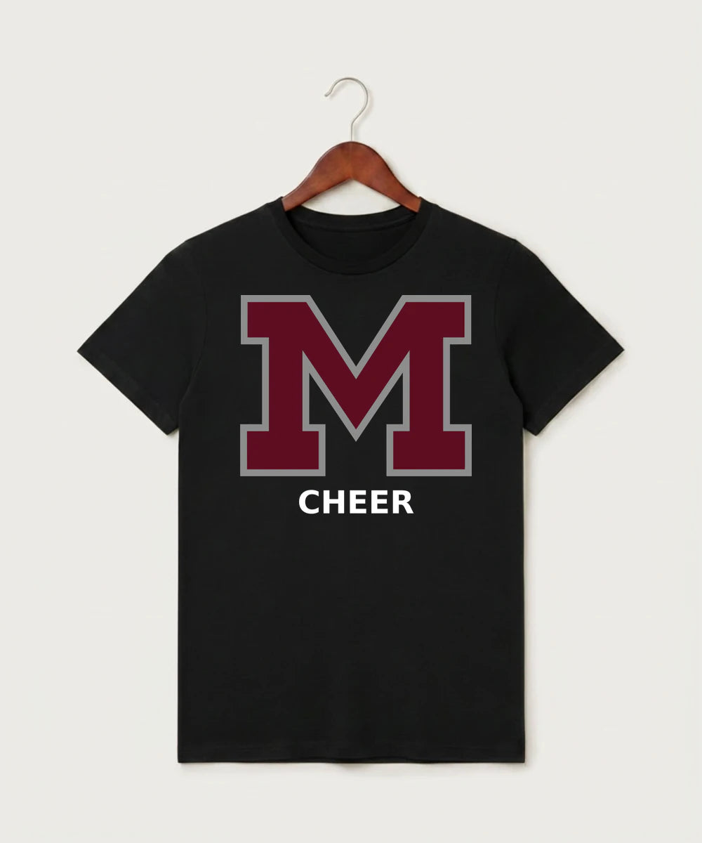 Moline Cheer general - Black T-Shirt - Full Front