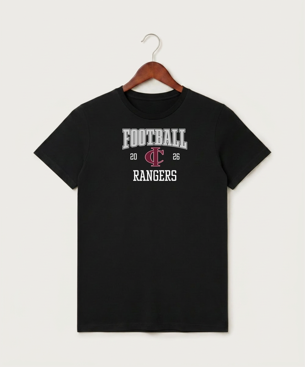 Crosby Ironton High School Football (Boys) - Black T-Shirt - Full Front