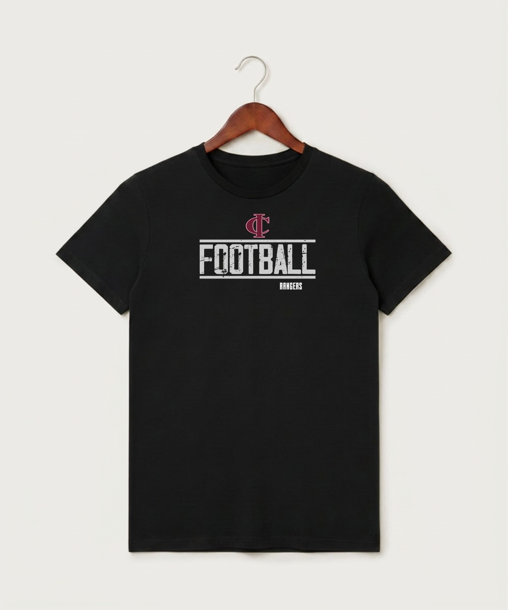 Crosby Ironton High School Football (Boys) - Black T-Shirt - Full Front
