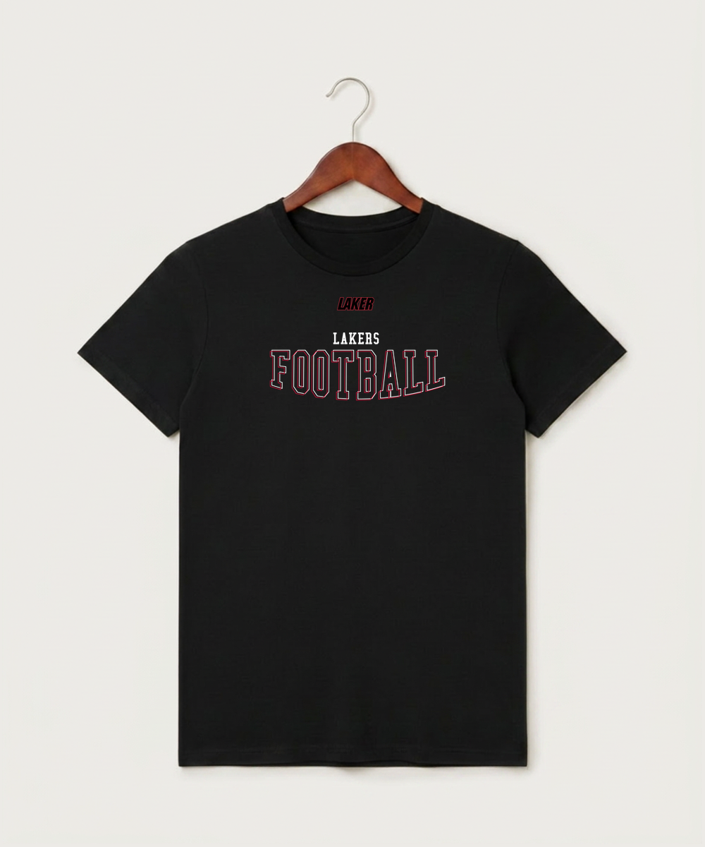 Detroit Lakes Community High School Football (Boys) - Black T-Shirt - Full Front