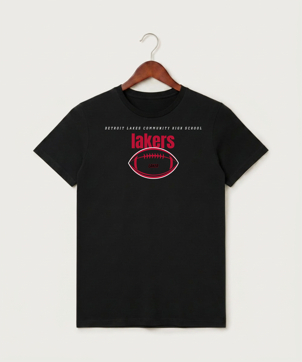 Detroit Lakes Community High School Football (Boys) - Black T-Shirt - Full Front