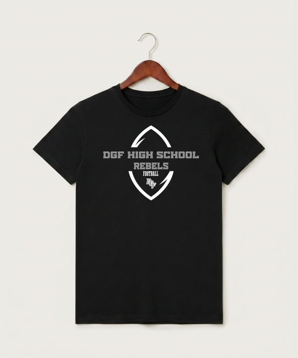 DGF High School Football (Boys) - Black T-Shirt - Full Front