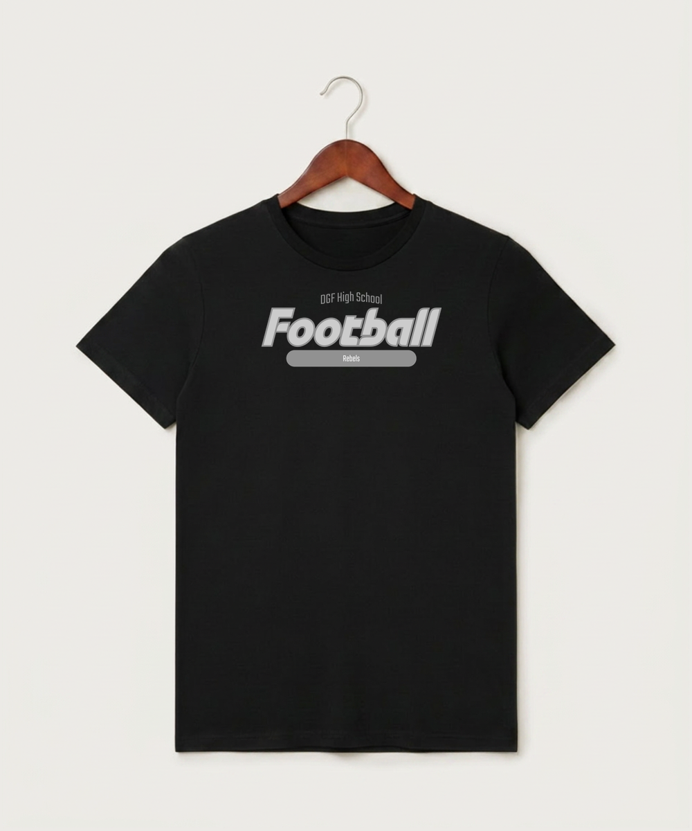 DGF High School Football (Boys) - Black T-Shirt - Full Front