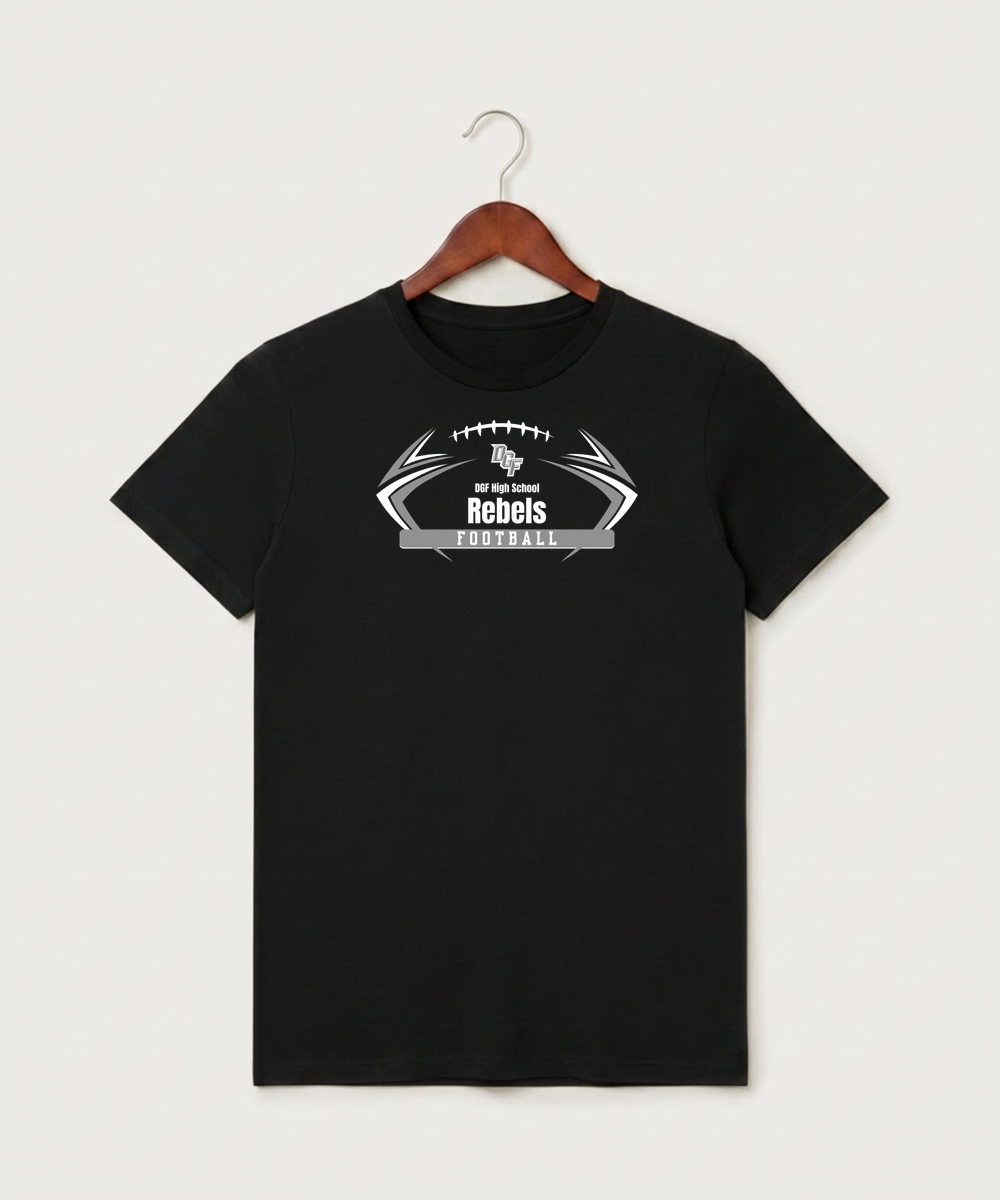DGF High School Football (Boys) - Black T-Shirt - Full Front