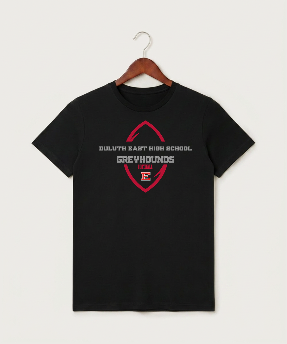 Duluth East High School Football (Boys) - Black T-Shirt - Full Front