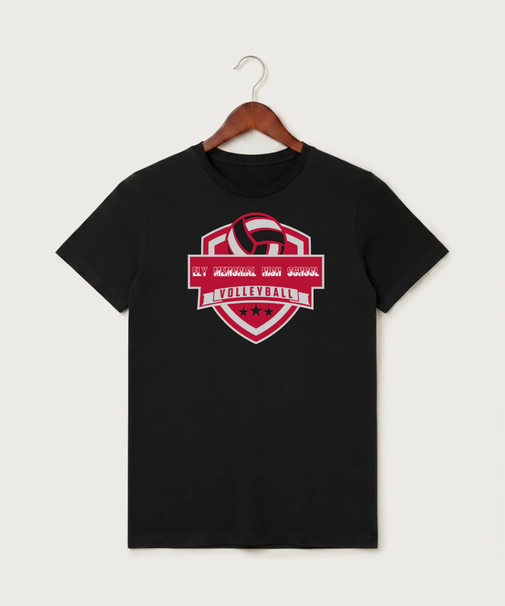 Ely Memorial High School Volleyball (Girls) - Black T-Shirt - Full Front