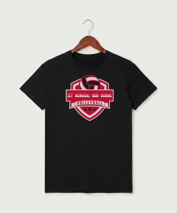 Ely Memorial High School Volleyball (Girls) - Black T-Shirt - Full Front