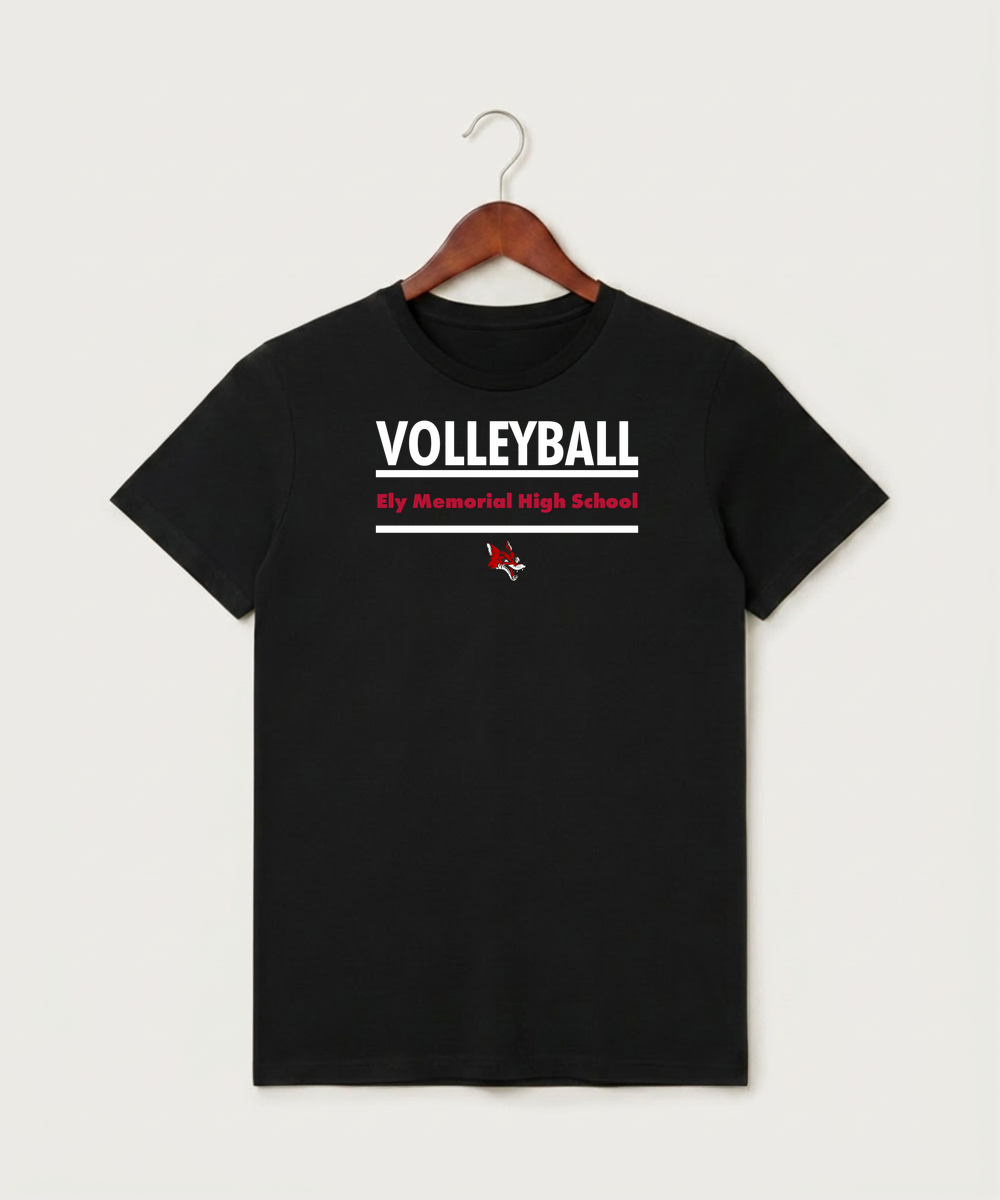 Ely Memorial High School Volleyball (Girls) - Black T-Shirt - Full Front