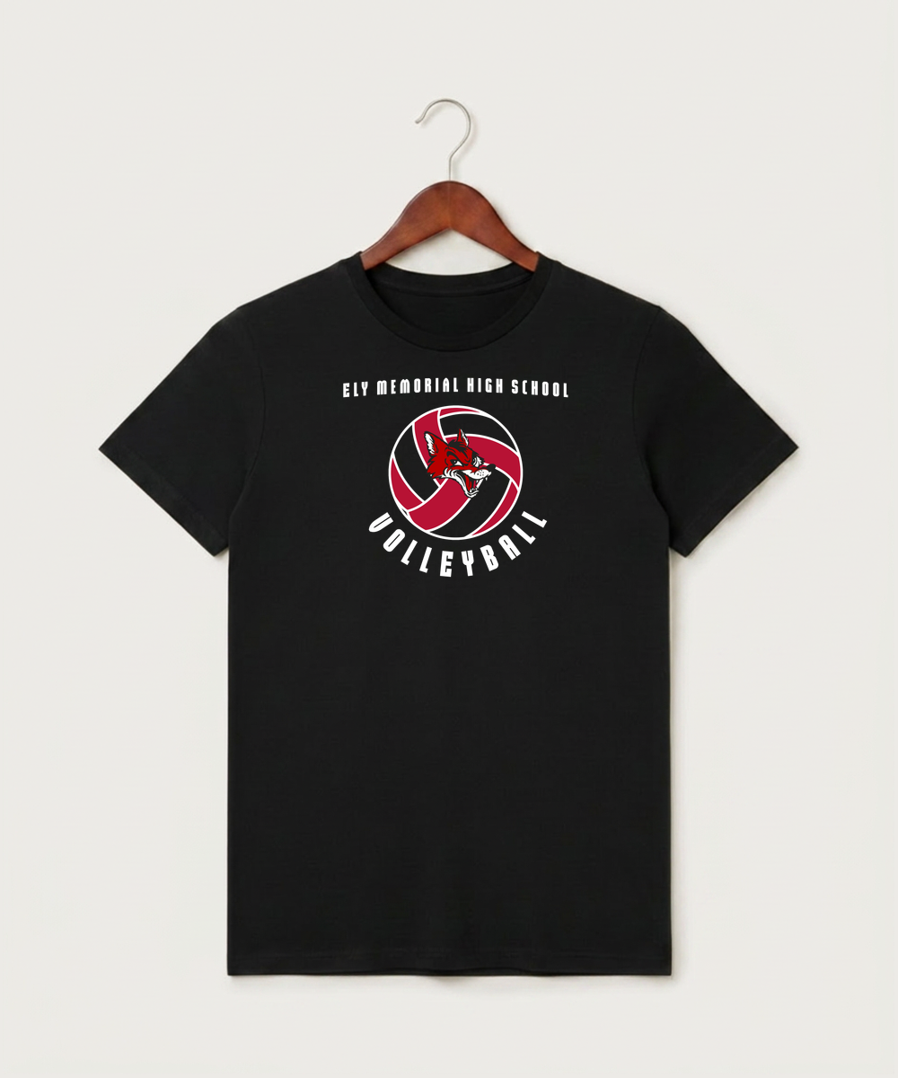 Ely Memorial High School Volleyball (Girls) - Black T-Shirt - Full Front