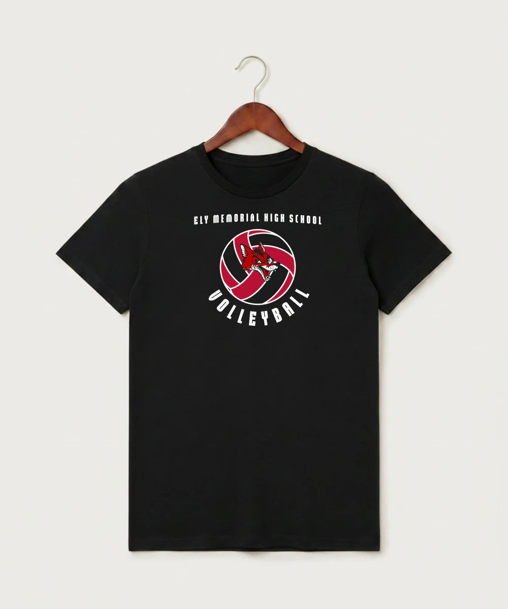 Ely Memorial High School Volleyball (Girls) - Black T-Shirt - Full Front