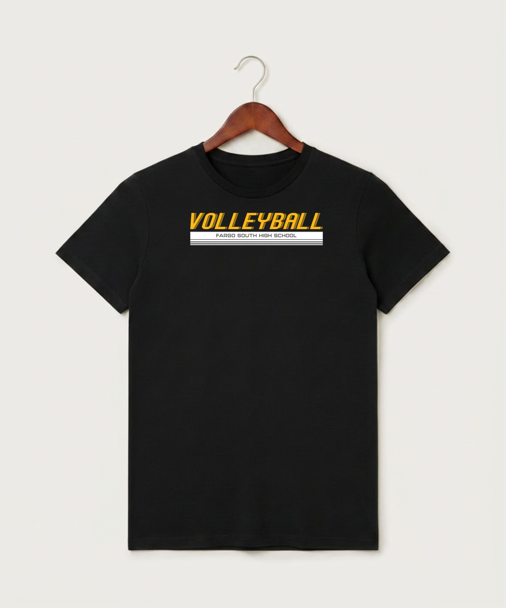 Fargo South High School Volleyball (Girls) - Black T-Shirt - Full Front