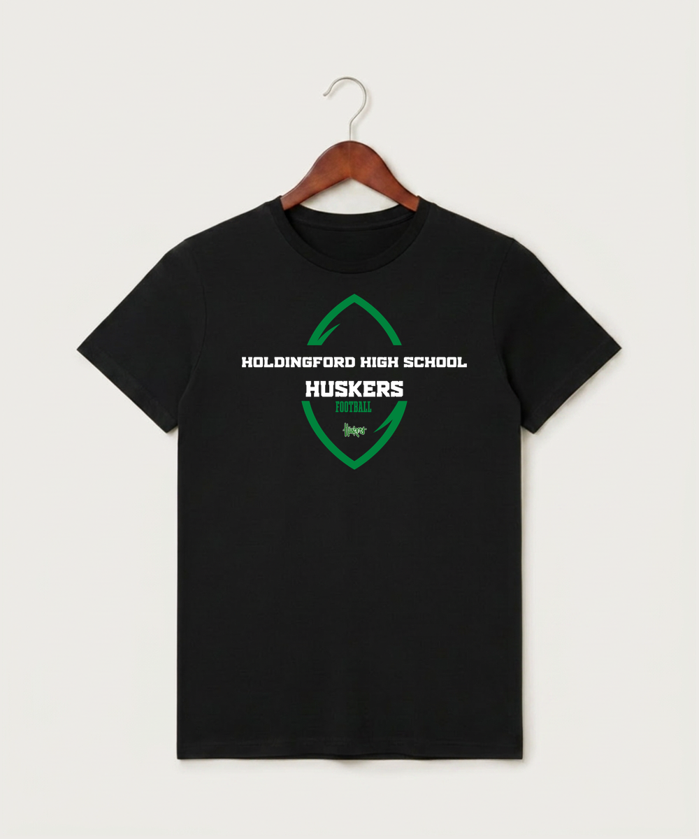 Holdingford High School Football (Boys) - Black T-Shirt - Full Front
