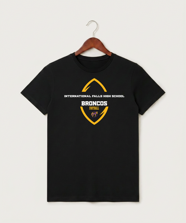 International Falls High School Football (Boys) - Black T-Shirt - Full Front